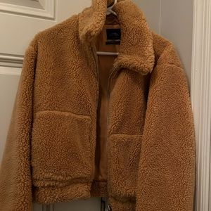 Urban outfitters cropped teddy jacket